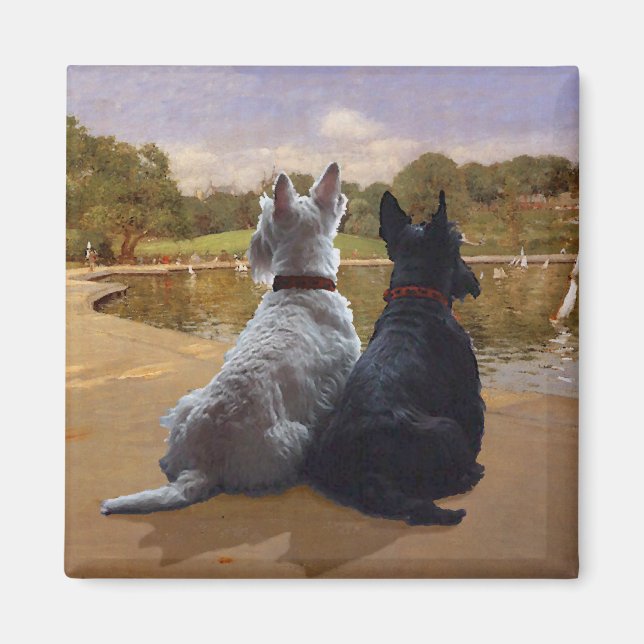 Imán Terriers Escoceses Trigos y Negros (Frente)