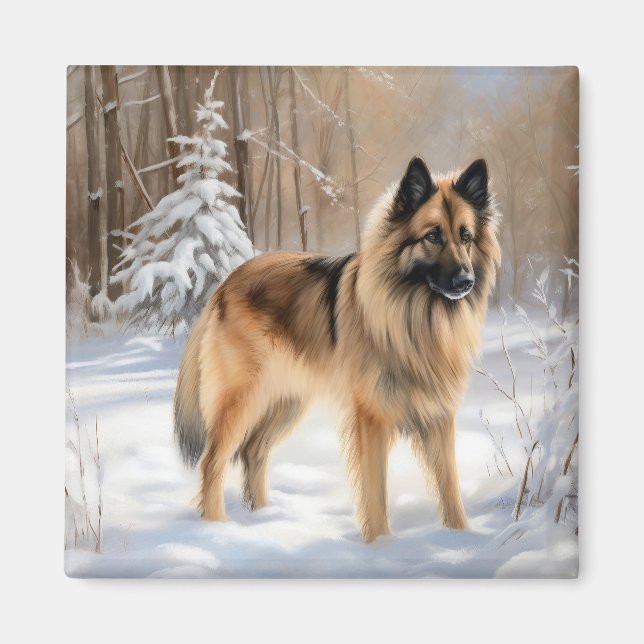 Imán Tervuren Belga Deja que nieve Navidad (Frente)