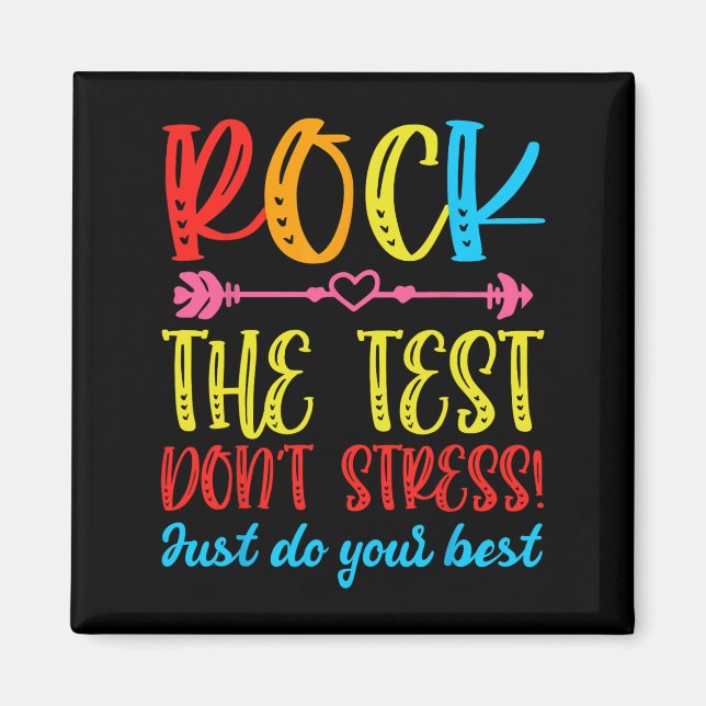Imán Test Day Rock The Test No Stress Teacher Testin (Frente)