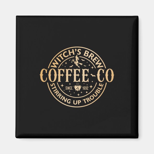 Imán Testigos Brew Café Co Halloween Witch Coffee Love (Frente)