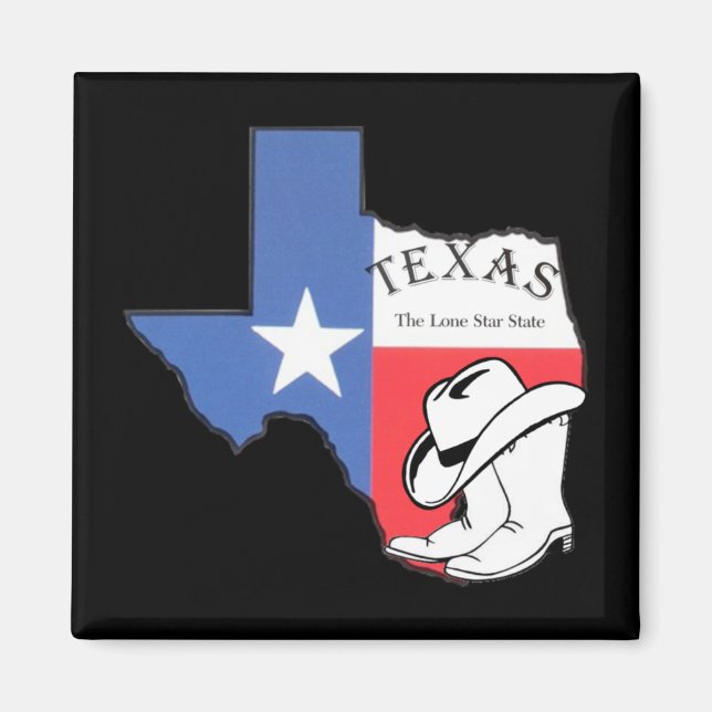 Imán Texas: Bandera y silueta de Texas (Frente)