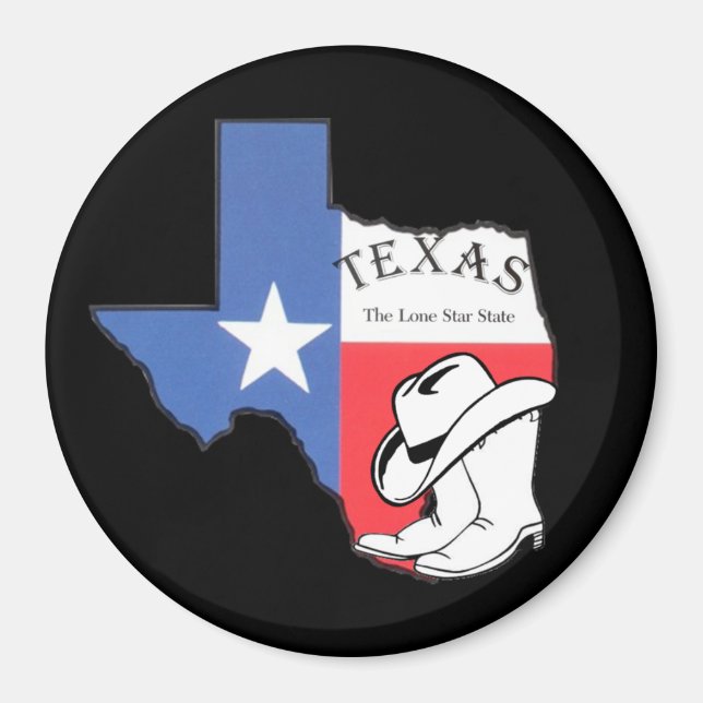 Imán Texas: Bandera y Silueta de Texas, (Frente)