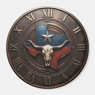 Imán Texas Longhorn Bronze Flag Medallion 