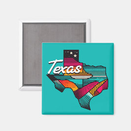 Imán Texas Retro Sunset Lone Star State Souvenir