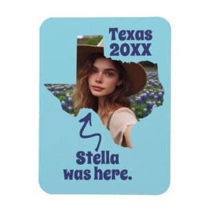 Imán Texas Souvenir Custom Name, Photo and Year