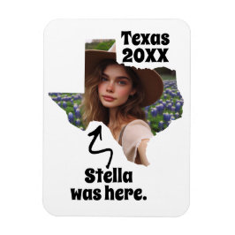 Imán Texas Souvenir Custom Name, Photo and Year
