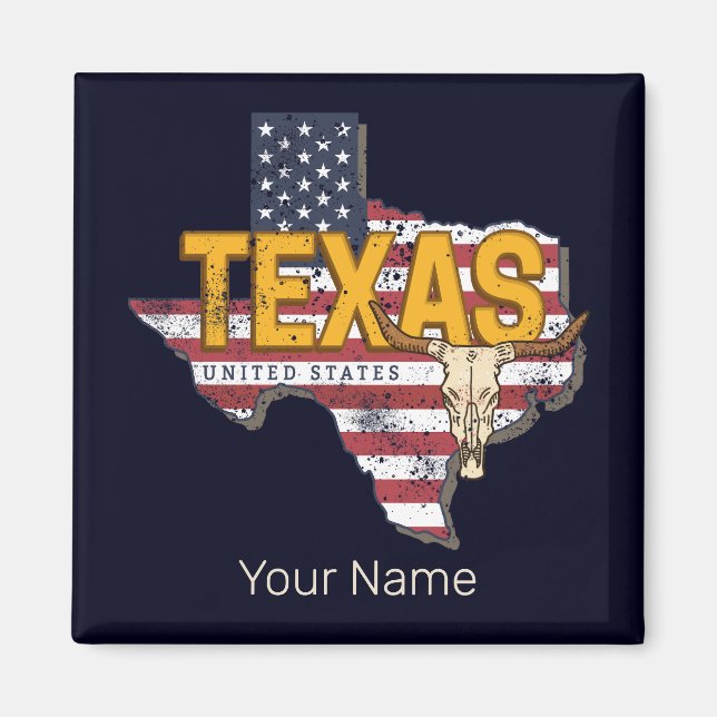 Imán Texas State Estados Unidos Retro Map Vintage USA (Frente)