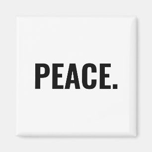 Imán Texto blanco y negro de paz contra la guerra minim