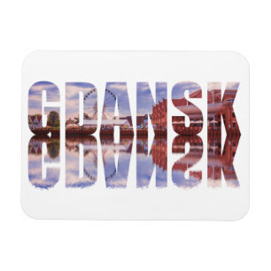 Imán Texto de Gdansk con vista al casco antiguo con ref