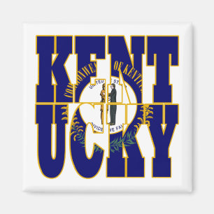 Imán Texto de la bandera de estado de Kentucky