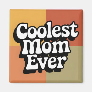 Imán Texto de mamá más fría que nunca retro Groovy