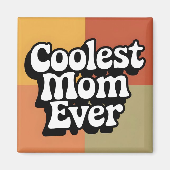 Imán Texto de mamá más fría que nunca retro Groovy (Frente)