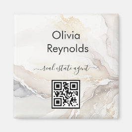 Imán Texto de mármol Minimalista moderno Código QR neut