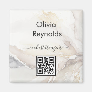 Imán Texto de mármol Minimalista moderno Código QR neut