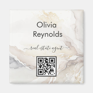 Imán Texto de mármol Minimalista moderno Código QR neut