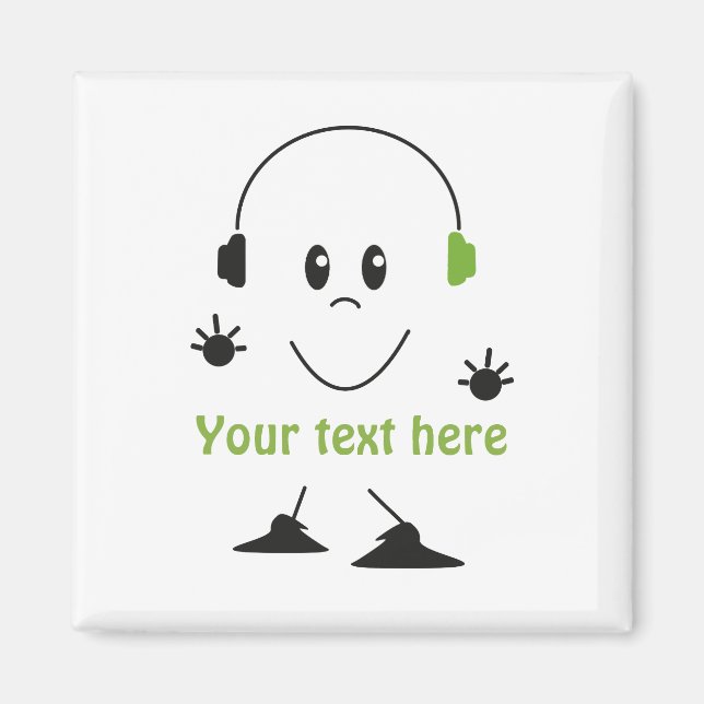 Imán Texto de música personalizada Personaje de auricul (Frente)