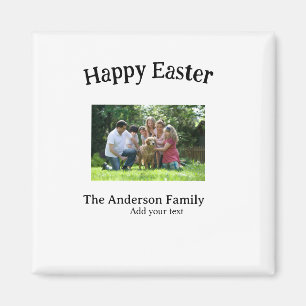 Imán texto de nombre de foto familiar de Pascua feliz r