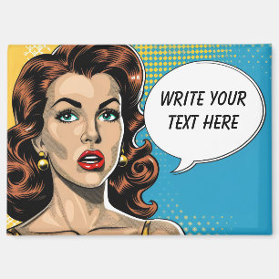 Imán Texto de Personalizable de mujer retro