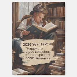 Imán Texto del año 2026 hombre leyendo