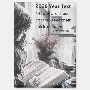 Imán Texto del año 2026 Mujer leyendo