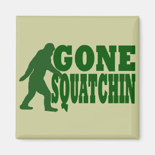 Imán Texto del eslogan verde fuera de squatchin