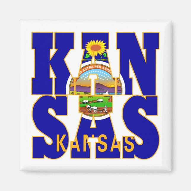 Imán Texto del indicador de estado de Kansas (Frente)