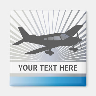 Imán Texto del personalizar - aeroplano del ala baja