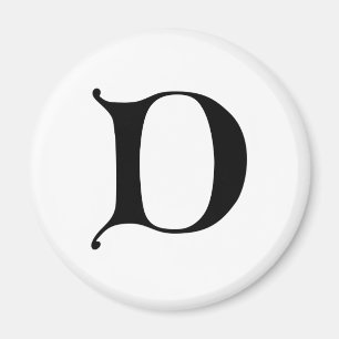 Imán Texto en inglés Monograma gótico letra D