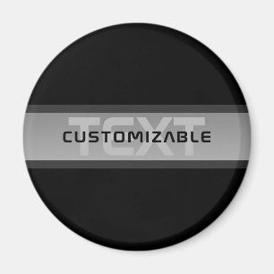 Imán Texto moderno con capas de Personalizable   Negro