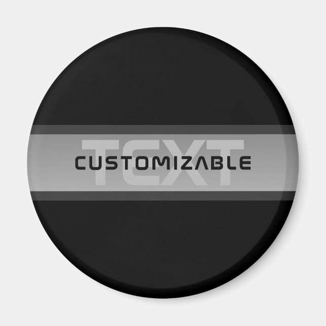 Imán Texto moderno con capas de Personalizable | Negro  (Frente)
