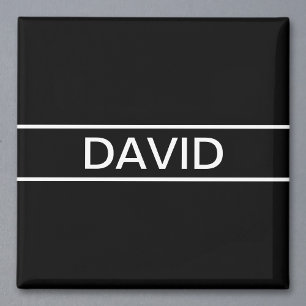 Imán Texto personalizable   Negro y blanco moderno y ne