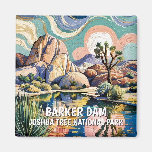 Imán Texto personalizado Barker Dam Joshua Tree Van Gog (Frente)