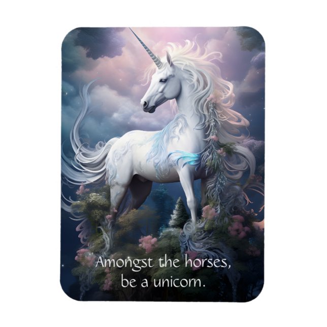 Imán Texto personalizado Bonito Unicornio (Vertical)