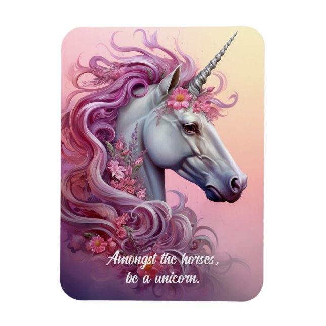 Imán Texto personalizado Bonito Unicornio (Vertical)