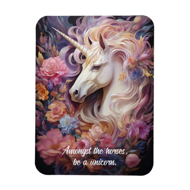 Imán Texto personalizado Bonito Unicornio (Vertical)