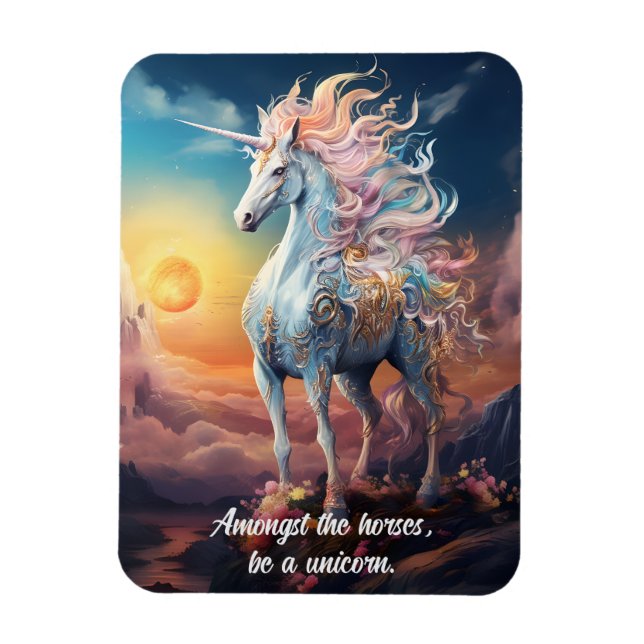 Imán Texto personalizado Bonito Unicornio (Vertical)