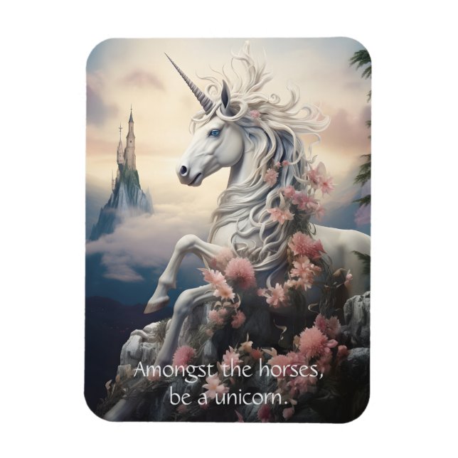 Imán Texto personalizado Bonito Unicornio (Vertical)
