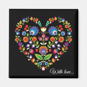 Imán Texto personalizado, Corazón de folclore, Estilo W