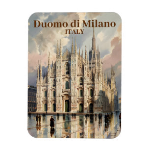 Imán Texto personalizado Milán Italia Duomo Acuarela vi