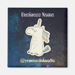 Imán texto personalizado unicornio lindo en el espacio