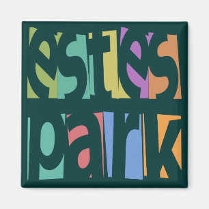Imán Texto retro del parque de Estes