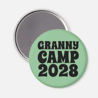 Imán Texto retro verde del campamento de la abuela