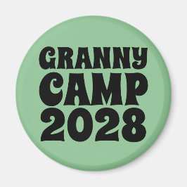 Imán Texto retro verde del campamento de la abuela