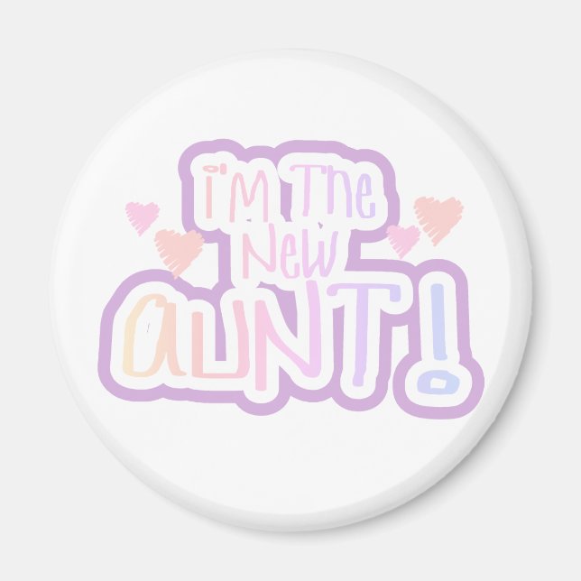 Imán Texto rosado Soy la nueva tía (Frente)