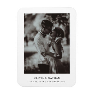 Imán Texto simple y elegante y foto   Guardar la fecha