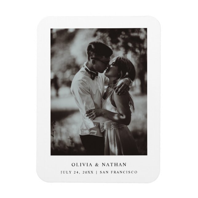 Imán Texto simple y elegante y foto | Guardar la fecha (Vertical)