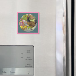 Imán Textos de Hen y Chicks Vintage de Pascua