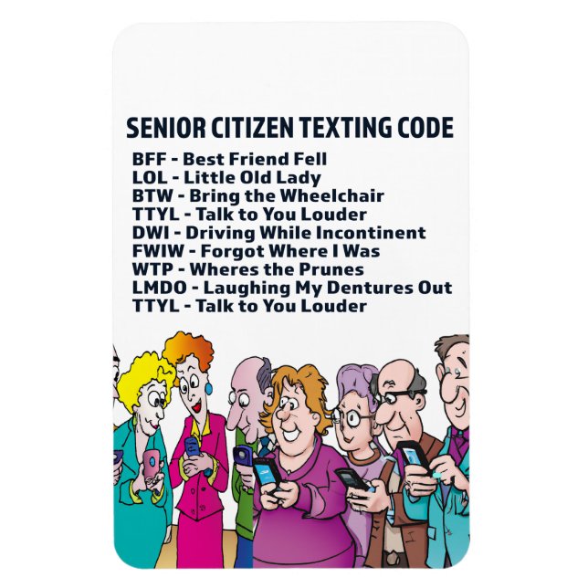 Imán Textos divertidos para adultos mayores (Vertical)