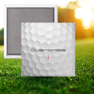 Imán Textura de Bola de Golf Blanca con Nombre y Número
