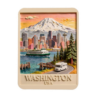Imán Textura de la silueta de la ciudad de Seattle Wash
